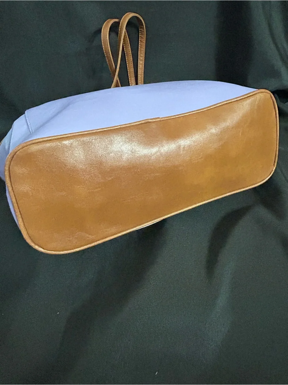 Women’s White & Lavender Tote Bag with Brown Trim & Gold Accent NWT